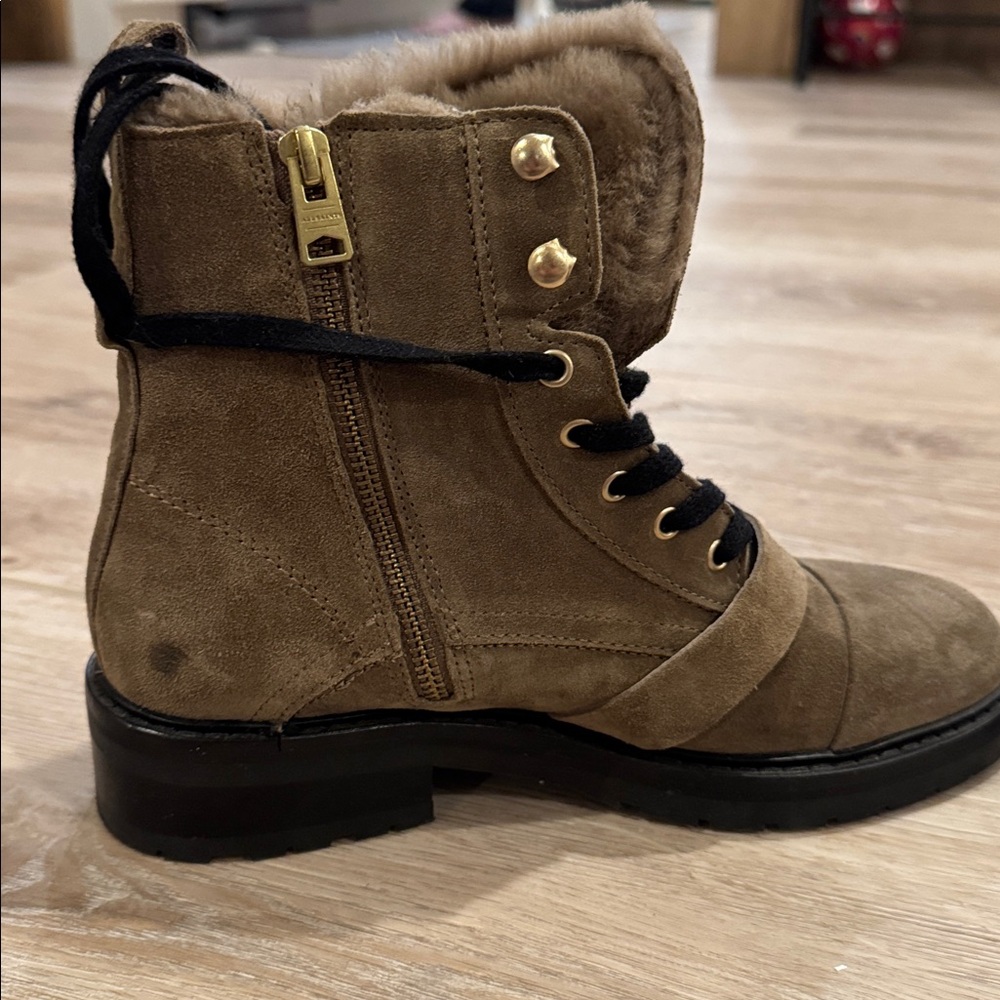ALLSAINTS Donita Combat Boot with Genuine Shearling Trim - size 37 US 7 - Picture 5 of 6